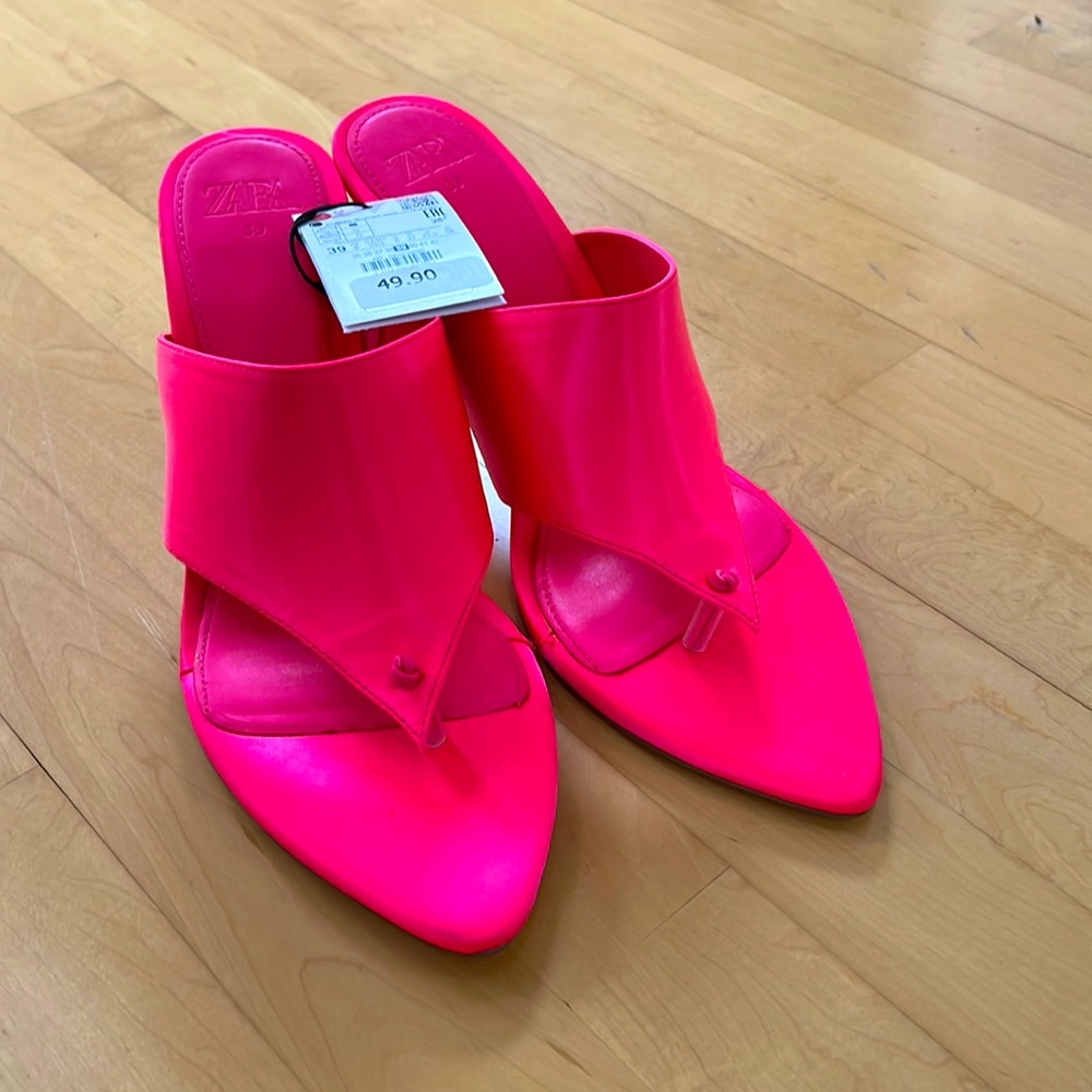 Zara heeled sandals, size 39, pink